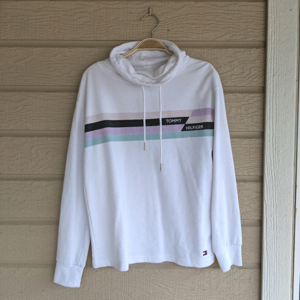 Tommy Hilfiger White Striped Sweatshirt